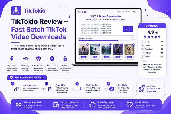 TikTokio Review – Fast Batch TikTok Video Downloads